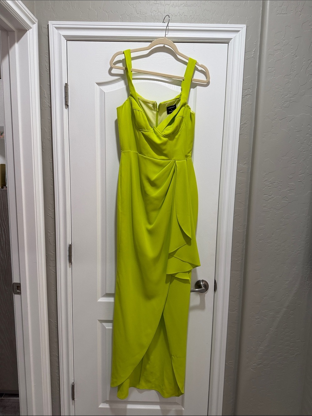 Trendyol Neon Lime One-Shoulder Evening Gown - Picture 3 of 4